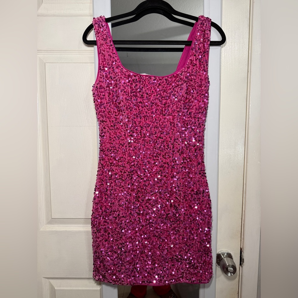 12th Tribe Fuchsia Sequin Mini Dress